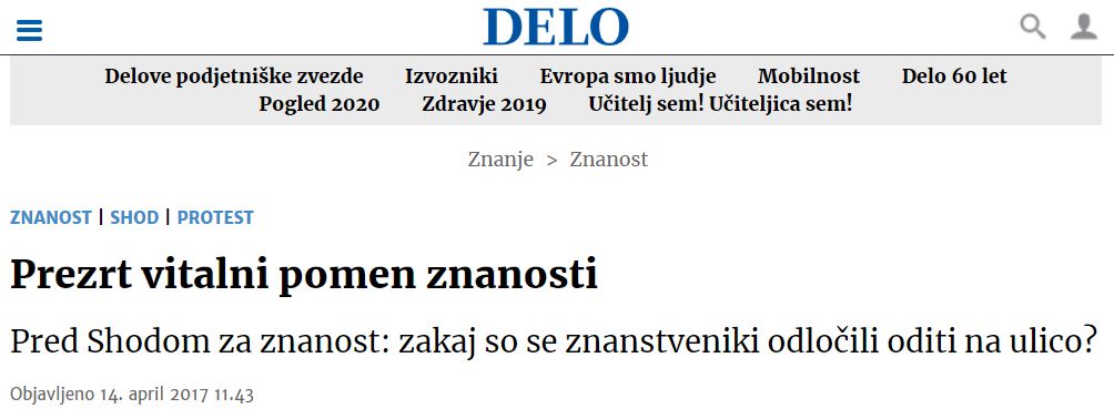 Izjava o aktualnih protestih znanstvenikov za Delo