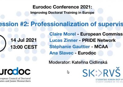 Eurodocova konferenca o izboljšanju doktorskega usposabljanja v Evropi – julij 2021