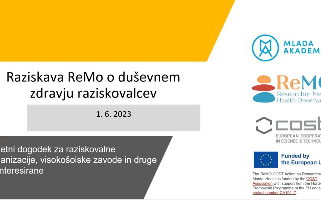 Spletni seminar ReMO COST o anketi o duševnem zdravju raziskovalcev – junij 2023